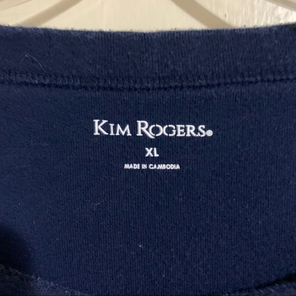 Kim Rogers Decorative Shoulder Buttons Striped Red, White, Blue Blouse. Size XL - Picture 3 of 6